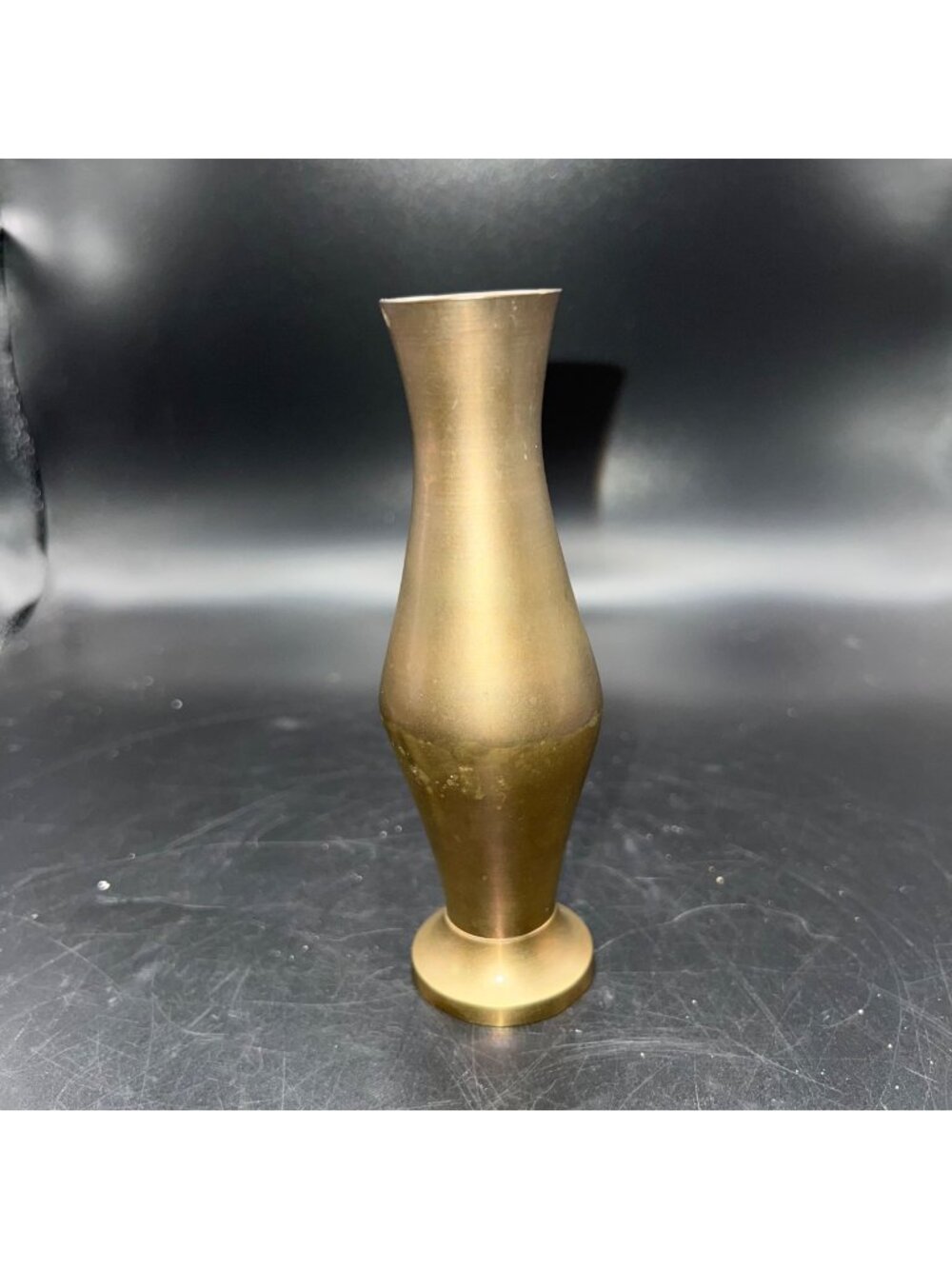Small Vintage Solid Brass Vase Made In India Curved Design Patina iridescent